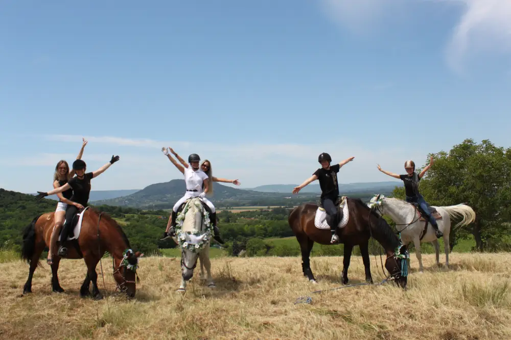 Bachelorette party on horseback.